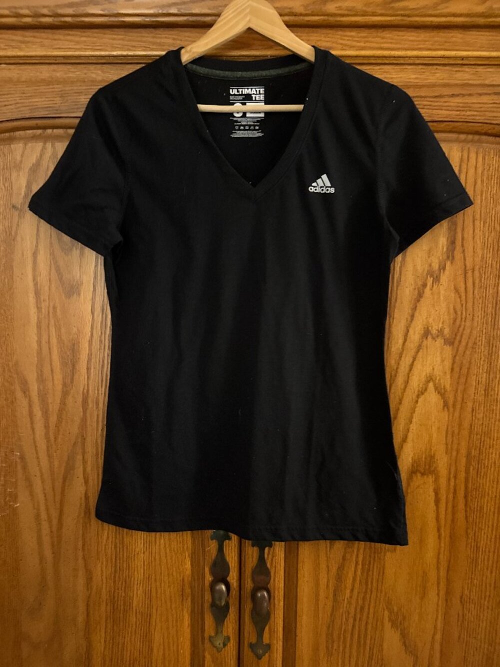 adidas Black Short Sleeve V-Neck Tee